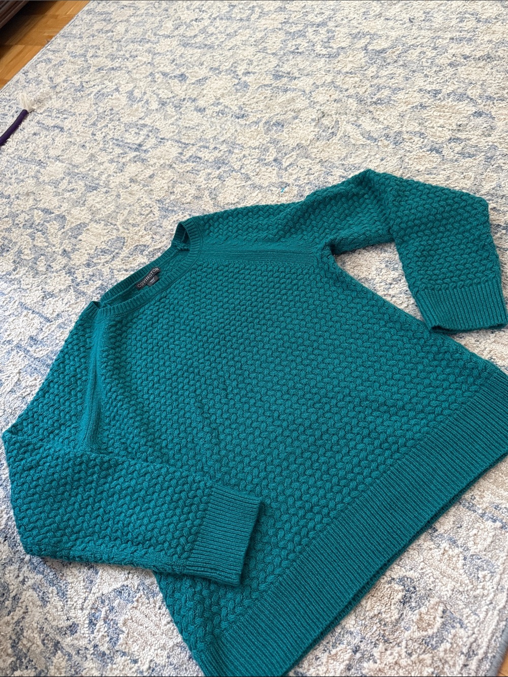 Covington Teal Textured Crewneck Sweater